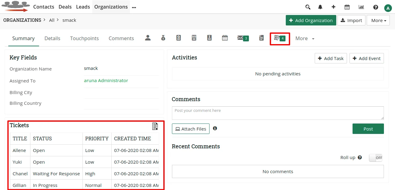 How to Create Tickets inside Organizations 1 tickets-widget-inside-organizations