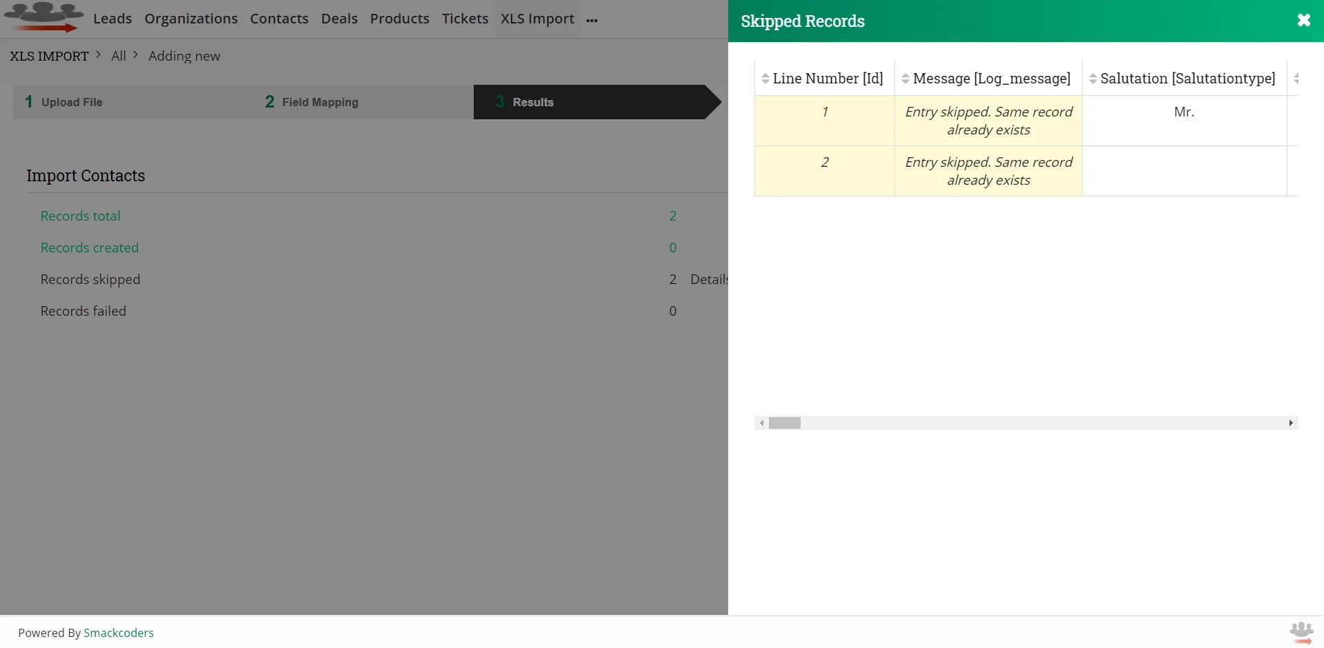 Results Import to Joforce 2 skipped-records-detail