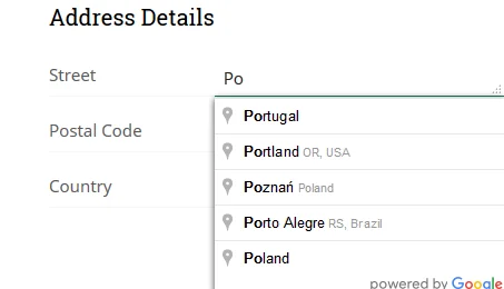 Address Lookup 2 joforce-address-fields